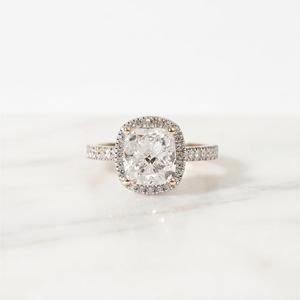 Latest Design 3 Carat Cushion Lab Grown Diamond Halo Engagement Ring 14K Gold High Set IGI Certified At Factory Price - Product Image 6