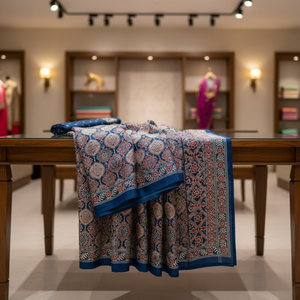 ผ้าแพรแพรผ้าแพรสีฟ้าสำหรับผู้หญิง | น้ำหนักเบาแห้งเร็วชาติพันธุ์พิมพ์ลายแบบลำลองและงานปาร์ตี้ดีไซน์คอลเลกชันงานแต่งงาน - Product Image 3