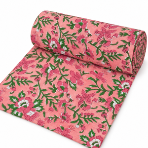 Tissu en voile de coton peigné imprimé à la main Pinksa Fashion, 60S60S, 90 GSM, léger, motif floral rose - Product Image 3