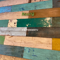 PANGESTU Plancher en bois de teck recyclé style grange, design minimaliste écologique, utilisation intérieure/extérieure, qualité/concret