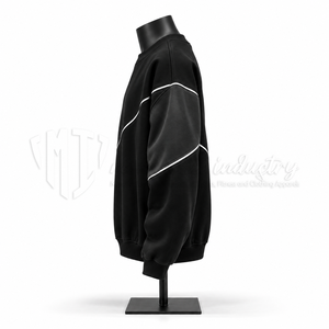 Sweat-shirt à col rond noir pour homme, coupe classique, couleur unie, tissu en molleton français, vêtement décontracté pour l'automne - Product Image 4