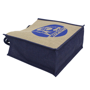 Sac fourre-tout en jute imprimé avec logo personnalisé, sac de courses réutilisable avec poignée en corde rembourrée, sac promotionnel en toile unie - Product Image 2
