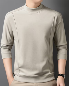 Men's Crew Neck Terry Knitted Pullover Solid Color Casual Sweatshirt Oversized Fit Breathable Winter Wear - Product Image 1