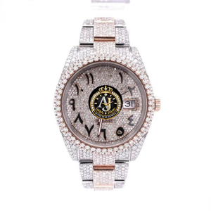 Reloj de Lujo Hip Hop con Incrustaciones de Diamantes, Cuarzo, Acero Inoxidable, Correa de 20 mm, Pantalla Analógica, Diamantes Moissanite VVS, India - Product Image 2
