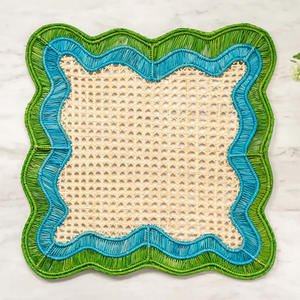 Contemporary Handmade Natural Rattan Waves Placemat Scalloped Rattan Charger <b>Plate</b> for Dining Table from Vietnam Factory - Product Image 3