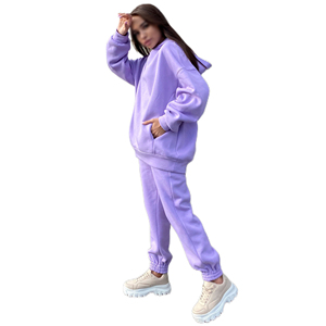 <b>Women's</b> Distressed French Terry Zip Acid Wash Hoodie Tracksuit Set Embroidered Cropped Hood Air Maternity <b>Sweatsuit</b> - Product Image 3