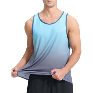 Chaleco deportivo degradado para hombre, suministro al por mayor, camiseta sin mangas de entrenamiento de poliéster y spandex de alta calidad, camisetas deportivas personalizadas para hombre - Product Image 1