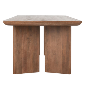 Table à manger moderne en bois de manguier massif, design généreux, bords courbes, plateau rectangulaire, 4 pieds séparés, confortable pour 6 à 8 personnes - Product Image 4