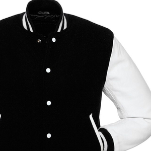 Veste de baseball pour homme, coupe courte, style varsity, personnalisable, avec boutons-pression, col montant côtelé rayé - Product Image 4