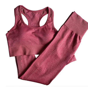 Conjunto de yoga sin costuras de cintura alta para mujer, 2 piezas, top deportivo sin mangas y leggings, traje de entrenamiento para damas con bolsillos - Product Image 3