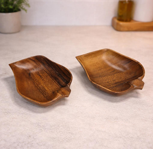 Wooden Leaf Shape Serving Bowl For Salad Mixing Fruit Serving Durable Eco Friendly Kitchen Dining table Decor Accessories - Product Image 2