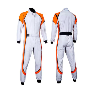 Traje de Karting Power World Blanco y Naranja, Overol Profesional de Carreras, Fabricación Personalizada, Proveedor de Trajes de Kart Resistentes de Alta Calidad - Product Image 3