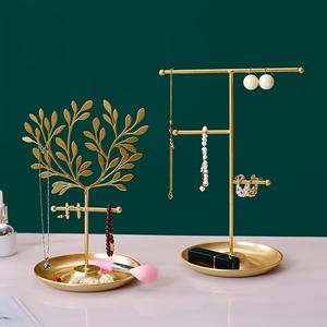 <b>Arched</b> <b>Frame</b> Jewelry Organizer With Multi Hook Bars Ring Tray Anti Tangle Necklace Holder Stable Base Elegant Vanity Display - Product Image 6