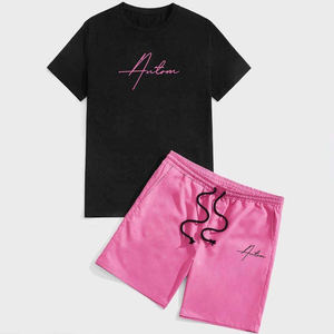 New Summer Short <b>Sets</b> High Quality French Terry 100% Cotton Breathable Short Sleeves 2 Piece T-shirt Shorts <b>Sets</b> - Product Image 4