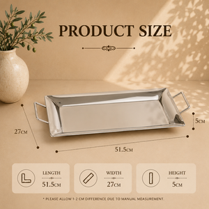 Artisan Stainless Steel <b>Rectangular</b> Serving <b>Tray</b> with Modern Side Handles Premium <b>Mirror</b> Finish Durable Display Platter - Product Image 2