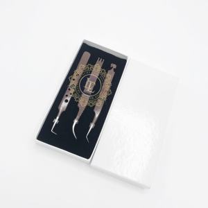 Pinzas de pestañas de acero inoxidable de calidad superior hechas a mano Recubrimiento de polvo marrón Punto de plata Probado a mano Etiqueta privada aceptada - Product Image 4