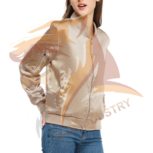 Chaqueta de satén acolchada personalizada para mujer, chaleco ligero liso con cuello alto, chaqueta de satén impermeable de nailon de talla grande para mujer - Product Image 5
