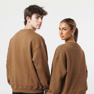 Sweat-shirt unisexe tendance pour femme, couleur unie, coupe oversize, en coton épais, col rond, fabricant OEM ODM - Product Image 3