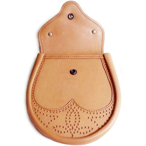 Tan Color Vegan Faux Leather Sporran Stag Emblem <b>Chain</b> <b>Belt</b> Strap for Traditional Highland Scottish Outfit - Product Image 4