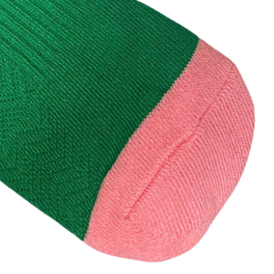 AKA Crew <b>Socks</b> Pink Green Premium Cotton Blend Stretch Ribbed Mid Calf Sports Casual Comfortable Everyday <b>Socks</b> - Product Image 3