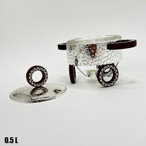 Mini-plat chauffant rond compact avec insert en verre et base décorative en bois pour service individuel en buffet - Product Image 5