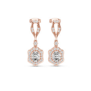 Pendientes de Diamantes Cultivados en Laboratorio, Redondos y Ovalados, en Oro Blanco de 14K para Mujer |   Diamante Cultivado Nuevo - Product Image 3