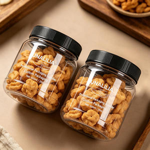 Empty Clear 600ml PET Round <b>Jar</b> - 20oz Food Grade <b>Plastic</b> Container for Candy Nuts Cookies Storage Packaging Wholesale - Product Image 2