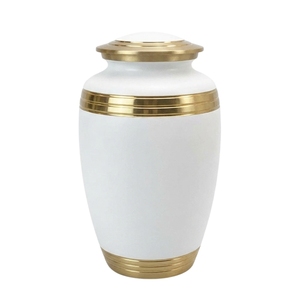 Sleek Crimson Aluminium Cremation <b>Casket</b> Polished Gold Accent Trim <b>Ashes</b> Storage Urn Wholesale - Product Image 2