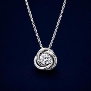 Round Brilliant Diamond Swirl <b>Pendant</b> Necklace in <b>Solid</b> White <b>Gold</b> Modern Solitaire Diamond <b>Pendant</b> Minimalist Fine Jewelry Gift - Product Image 1