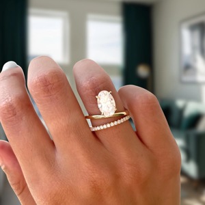 Oval Lab Grown Diamond Engagement Ring_ Twisted 14K Yellow Gold Band - Product Image 4