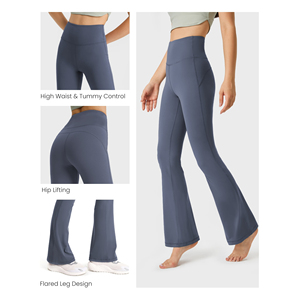Women's Mid-waisted Casual Wide Leg <b>Flared</b> Yoga Pants Bootcut <b>Leggings</b> Tummy Control SOLID Pattern Summer Essentials 100% Cotto - Product Image 5