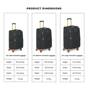 Polyester Luggage Set 3-Piece Black <b>with</b> 4 <b>Wheels</b> Fixed Casters Soft Handle Zipper Closure Lightweight Modern Design Unisex <b>Lock</b> - Product Image 5