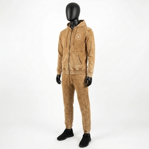 Conjunto Deportivo Unisex con Efecto Desgastado, Estilo Urbano, con Capucha, Dos Piezas, Corte Regular, para Invierno - Product Image 2