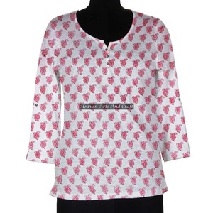Bloque de algodón para mujer, diseño Floral estampado Kurti, diseñador estampado elegante Kurti para niñas, estampado Floral de algodón Kurti para mujer - Product Image 1