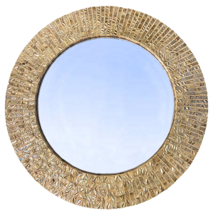 กระจกติดผนังทรงกลมลายเปลือกหอยเคลือบแลคเกอร์สไตล์โมเดิร์นคลาสสิก กระจกตกแต่งแบบแขวน รับผลิตแบบ OEM ODM ขายส่ง - Product Image 1