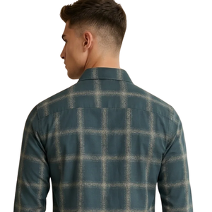Teal <b>Blue</b> Plaid Men <b>Flannel</b> <b>Shirt</b> Long Sleeve Button Down Checkered Casual <b>Shirt</b> Soft Brushed Fabric Everyday Streetwear Wholesa - Product Image 4