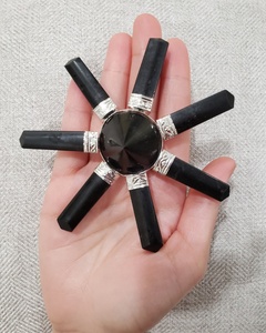 Générateur d'énergie à 7 points en cristal de tourmaline noire avec pierres de chakra cristal de guérison Reiki cristal de pierre précieuse hexagonale Noël - Product Image 5
