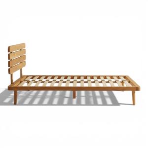 โครงเตียงไม้สักแท้สไตล์โมเดิร์น พร้อมหัวเตียงแบบระแนง สไตล์สแกนดิเนเวียนกลางศตวรรษ ขนาดควีนไซส์/คิงไซส์ เฟอร์นิเจอร์ห้องนอน - Product Image 3