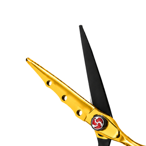 Ciseaux de coiffure légers en acier inoxydable avec logo personnalisé, 6 pouces, dorés et noirs, durables, pour la coupe de cheveux en salon - Product Image 3