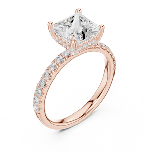 Bague Art Déco Vinson Project Premium en Moissanite Cushion de 2 Carats Créée en Laboratoire, Certifiée GRA, avec Pavé d'Accentuations sur la Monture en Or Jaune Clair - Product Image 4