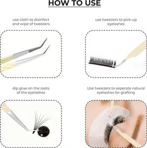 ชุดแหนบต่อขนตาสแตนเลสแบบแม่นยำ ปลายเรียบ สำหรับอุปกรณ์ต่อขนตา - Product Image 2