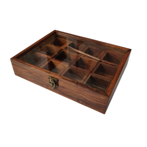 Boîte de rangement pour épices en bois de qualité supérieure, Masala Dabba, avec couvercle, conteneur de cuisine durable pour organiser les épices - Product Image 1