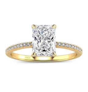 Anillo de Eternidad de Plata de Ley 925 con Baño de Rodio, Lujoso, con Moissanita de Corte Radiante de 3 Quilates y Engaste de Garras, para Boda o Compromiso - Product Image 2