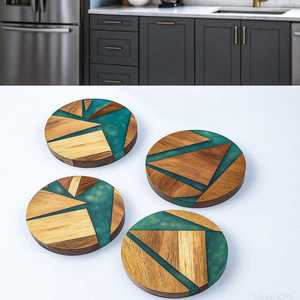 Natural Acacia Wood Epoxy Resin Coaster Set Eco-Friendly Handmade Beverage Coasters for Coffee Cups & Glasses - Product Image 3
