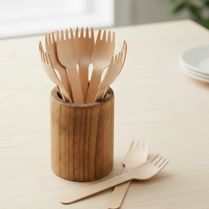 Tenedores de Madera Ecológicos de Textura Fina, 160 mm, Madera de Abedul de Grado Alimenticio para Restaurantes, Eventos y Uso Doméstico - Product Image 3