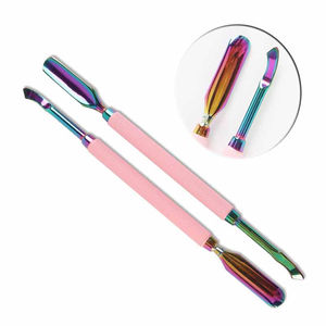 Empujador de Cutículas de Acero Inoxidable Rosa y Arcoíris, Limpiador de Uñas de Alta Calidad, Logotipo y Color Personalizados, GSI INDUSTRIES - Product Image 2