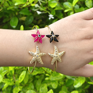 Trendy Open Cuff Black Onyx <b>Ruby</b> Jade Stone 18k Gold Plated Statement Summer Jewelry Wholesale Luxury Minimalist Fancy <b>Bracelet</b> - Product Image 1