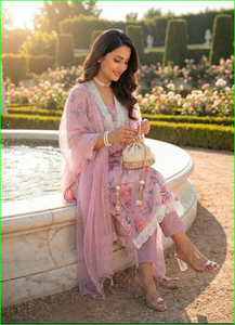 Conjunto de Traje Estampado Schiffli de Algodón Lila - Product Image 2