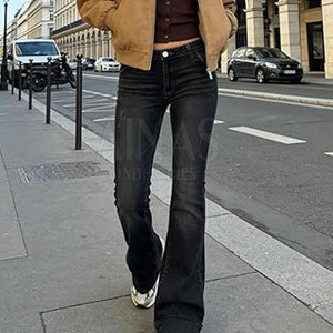 Trendy <b>Women</b> Casual Flared <b>Jeans</b> 100% Cotton Featuring Elegant Wide Leg Silhouette Comfortable Fit Travel Daily Lifestyle - Product Image 6