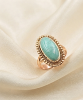 Grande bague ovale en amazonite verte, argent sterling 925 pur plaqué or rose 18 carats, faite à la main, style bohème, pierre précieuse